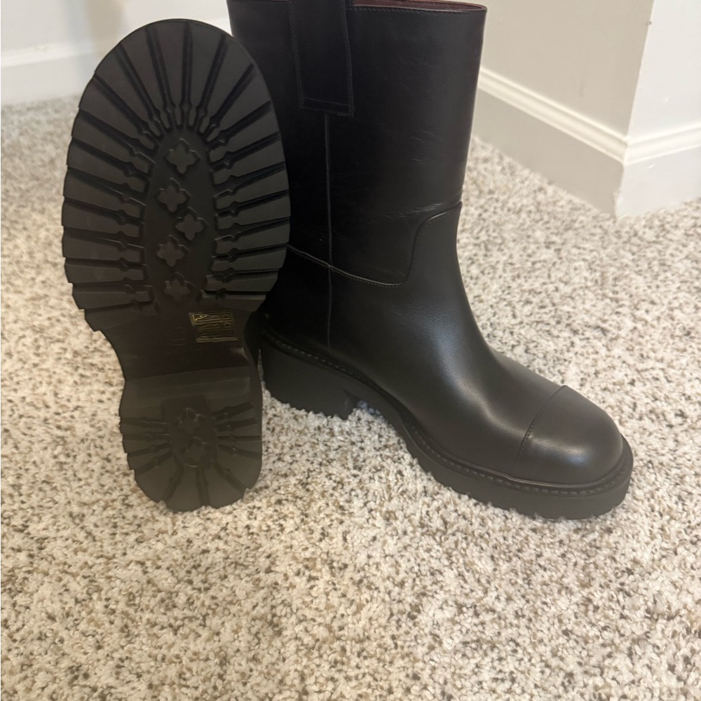 CHANEL Black Leather Combat Boots - Picture 4 of 4